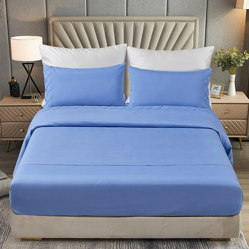high quantity 100gsm Diamond hem 100% polyester microfiber hotel bed sheet sets