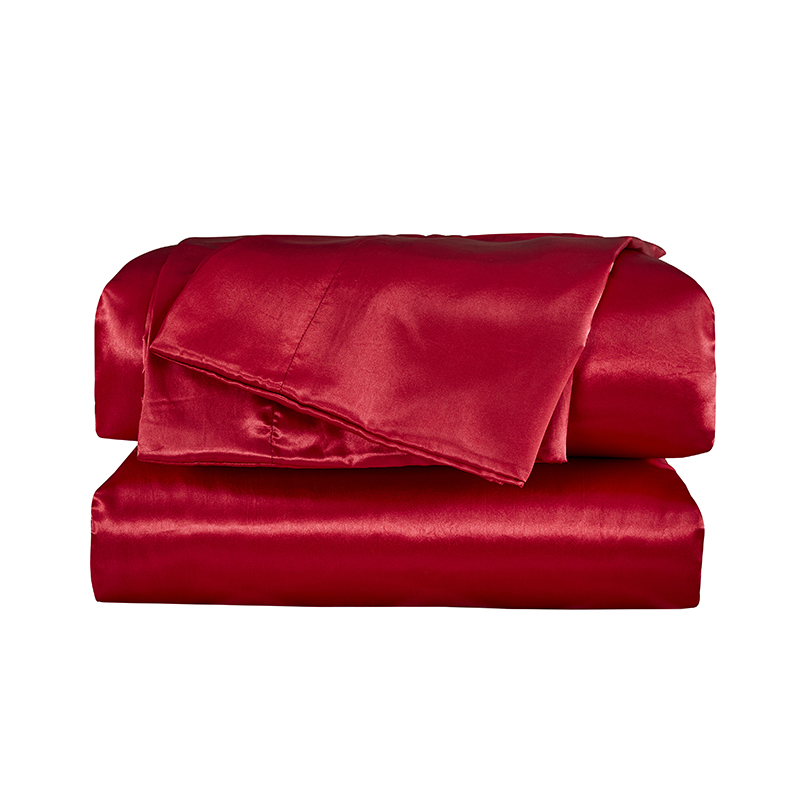 Luxury Super Soft Double King Size Red Color Silky Satin Bedding Set