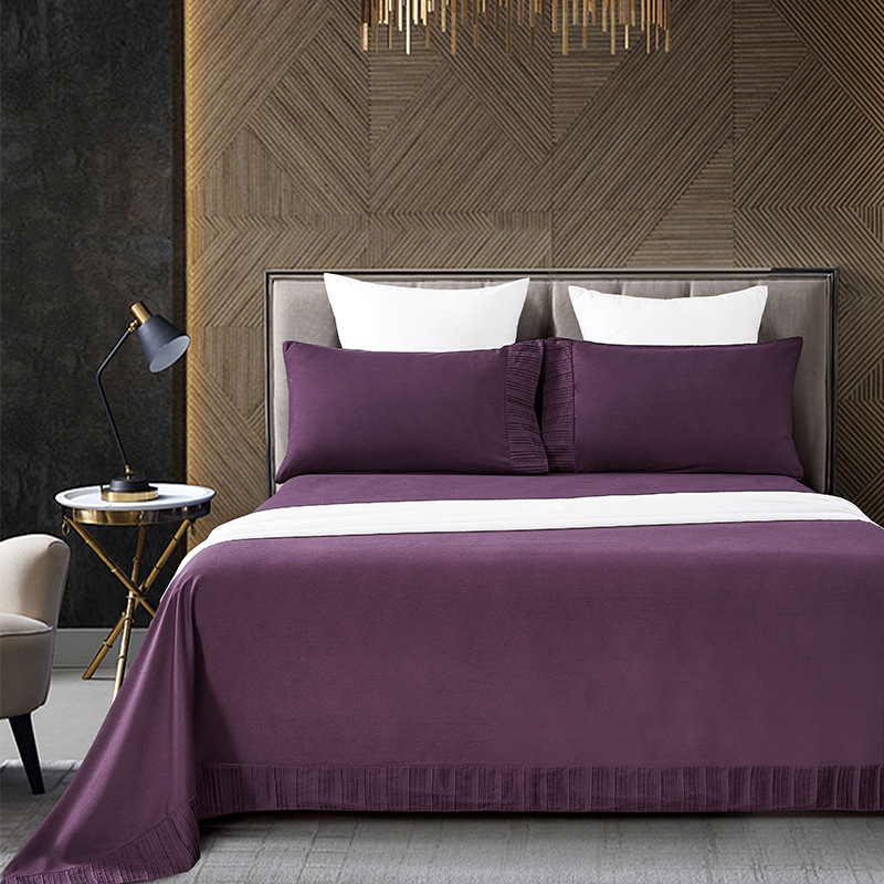 4-Piece Bed Sheets - Luxury Pleated Sheets Set Bedding Sheet Set, 100% Soft Brushed Microfiber Flat Sheet, Fitted Sheet, Pillowcases Cool & Breathable - Cal King - White