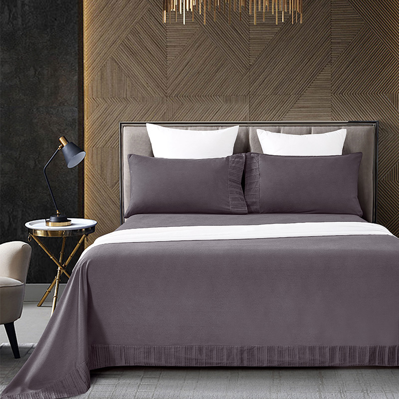 4-Piece Bed Sheets - Luxury Pleated Sheets Set Bedding Sheet Set, 100% Soft Brushed Microfiber Flat Sheet, Fitted Sheet, Pillowcases Cool & Breathable - Cal King - White