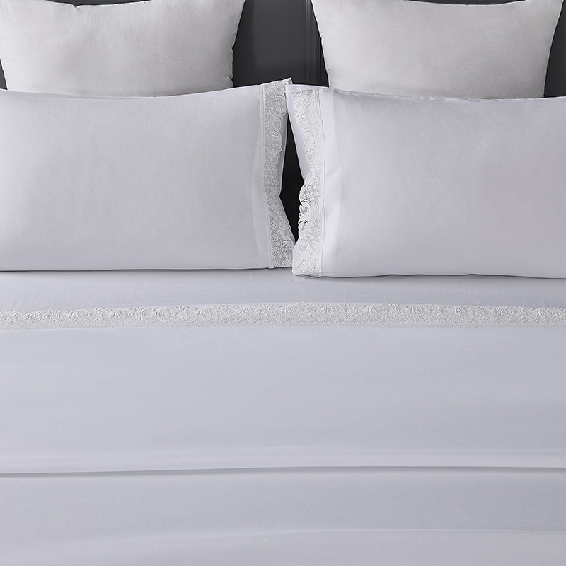 embroidery fashion lace 4 pcs bedding sheet set