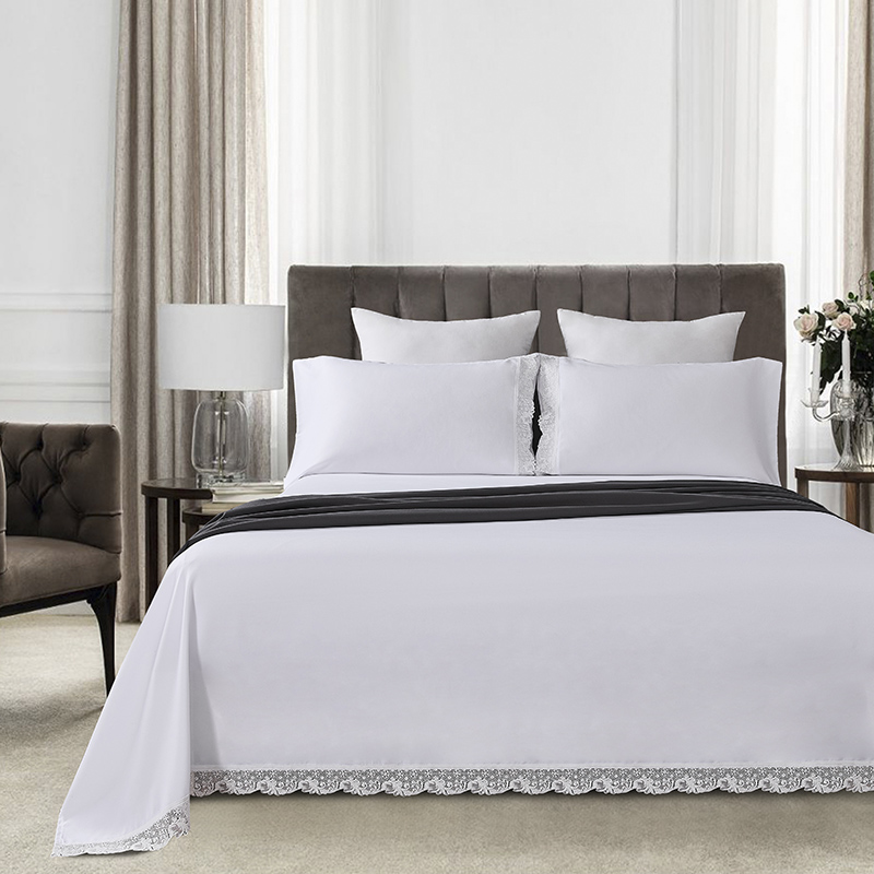 embroidery fashion lace 4 pcs bedding sheet set
