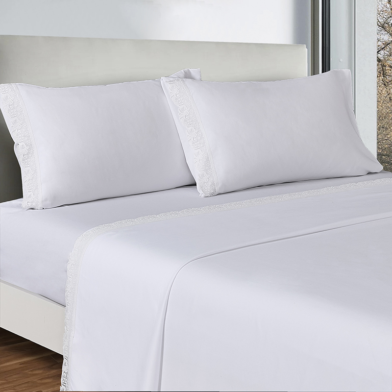 embroidery fashion lace 4 pcs bedding sheet set