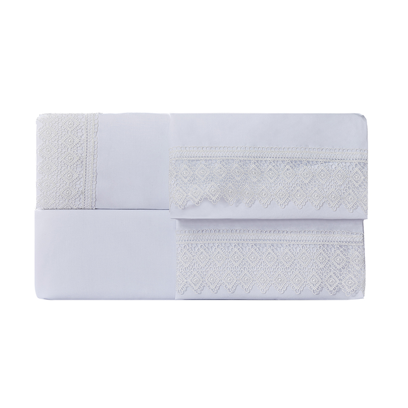 90GSM 100% polyester microfiber Sheet Set with Beautiful Lace White Full
