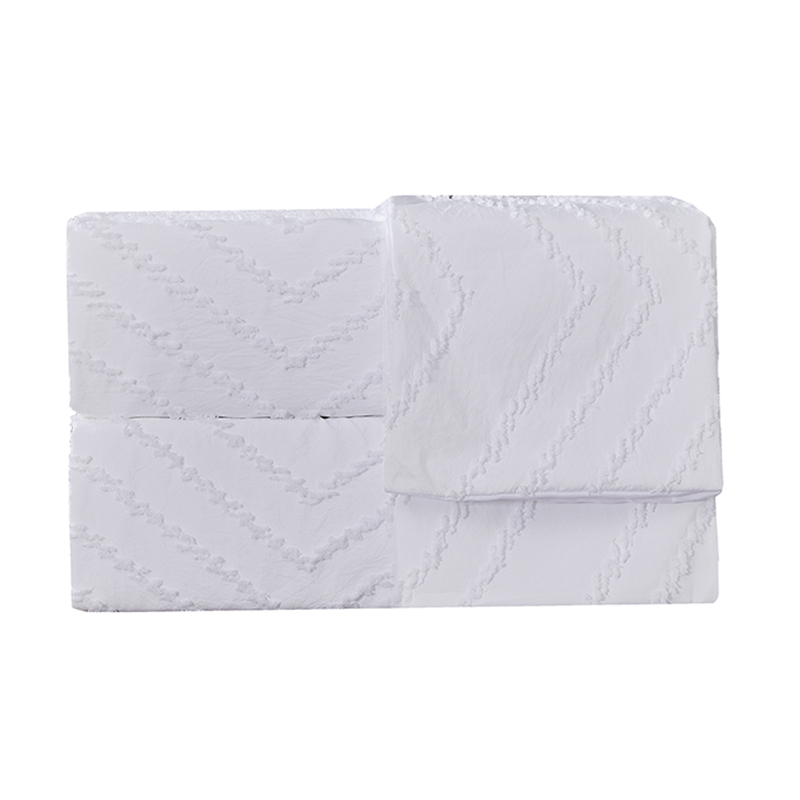 Duvet Cover Set Solid White Tufted Jacquard Geometric Wave Pattern Elegant Luxury Bedding Sets quilt cover set sale