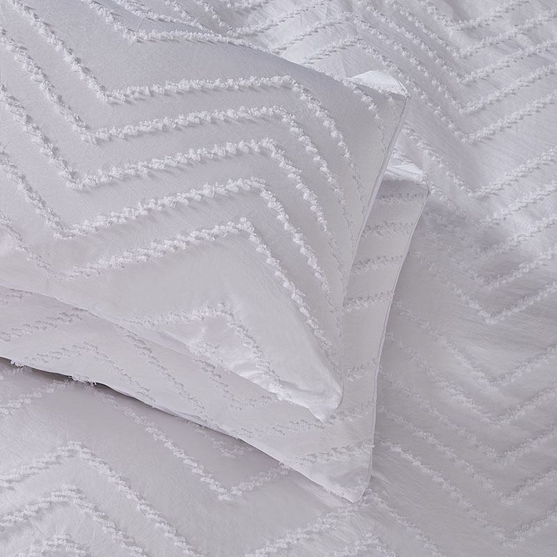 Duvet Cover Set Solid White Tufted Jacquard Geometric Wave Pattern Elegant Luxury Bedding Sets quilt cover set sale