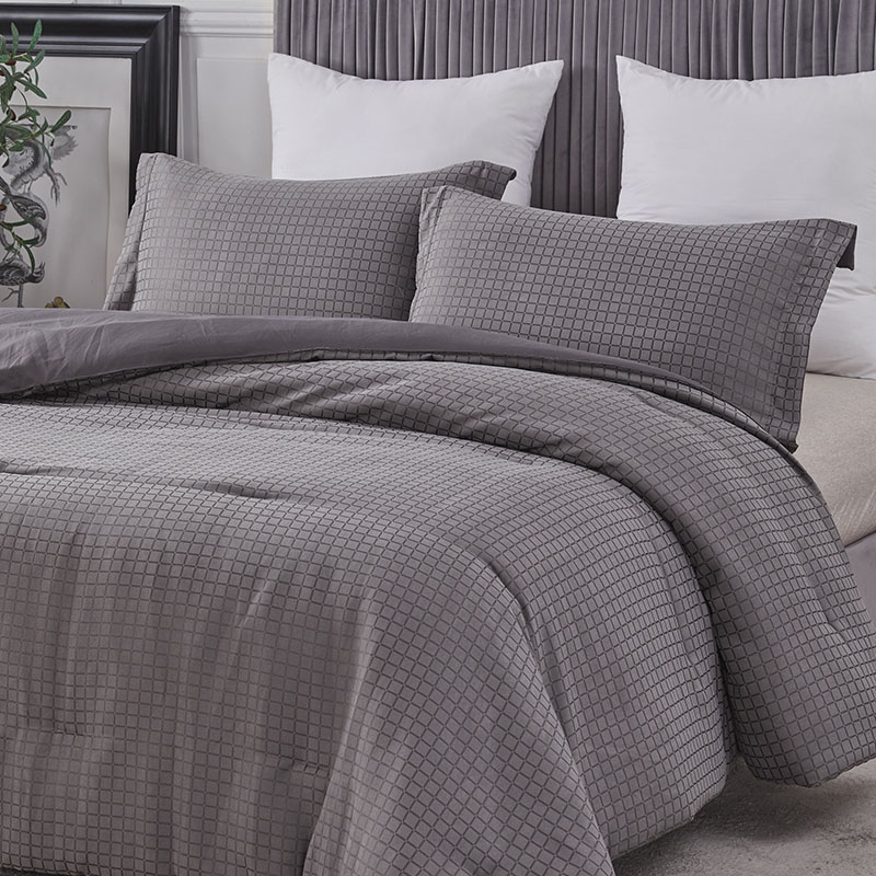 Soft Lattice Jacquard  Duvet Cover Set With Pillowcases Quilt Cover Set Comforter Cover For Bedroom 100% Polyeste