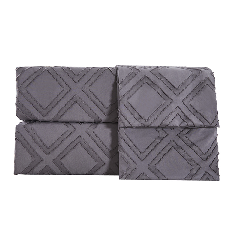 3 Piece Queen Bed Set All Season Luxury Breathable Microfiber Bedding Collection Cozy Comforter Set Soft Washable Geometric Pattern Grey Tufted with Shams
