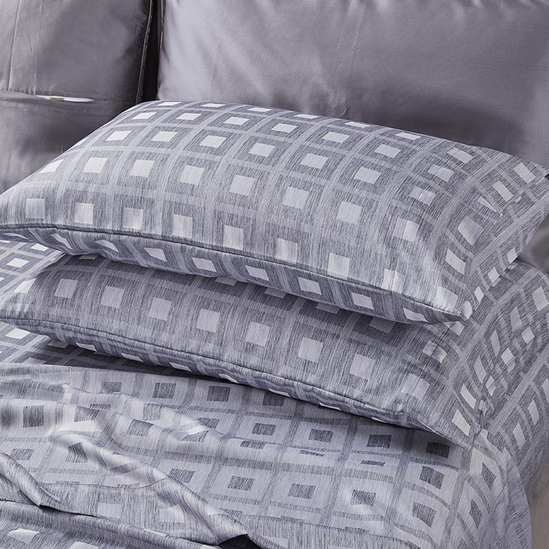 Plain dyed jacquard  queen size polyester fabric bed sheet set