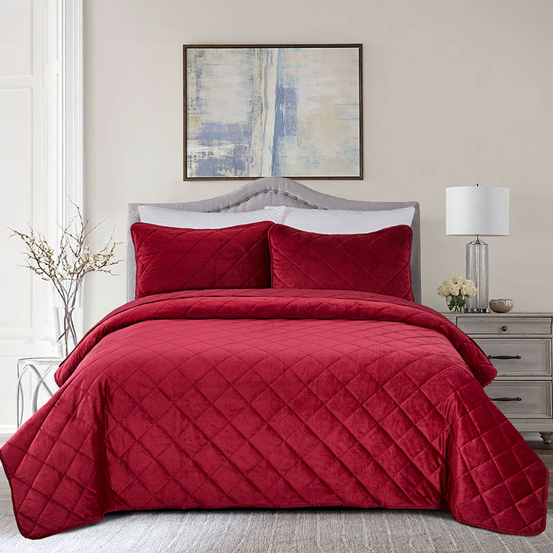Reversible quilt coverlet set lightweight bedspread 3 piece quilt set