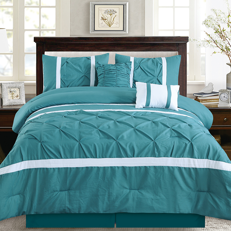6pcs handmade microfiber polyester comforter set with  Elastic embroidery pillow