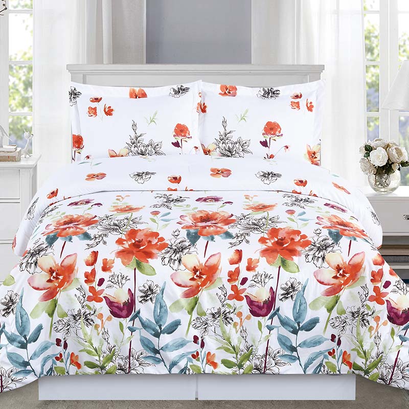 100% Polyester 90GSM microfiber brushed duvet cover printed bedding set