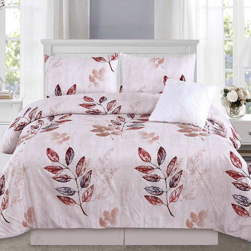 100% Polyester Leaves printing duvet cover Soft Breathable Comforter plant Series Pillowcase Bedding Set