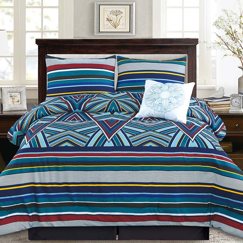 Boho Bohemian Style Striped Geometric Printing Design Duvet Bedding Bed Sheet Set Comforter Cover 5 pcs