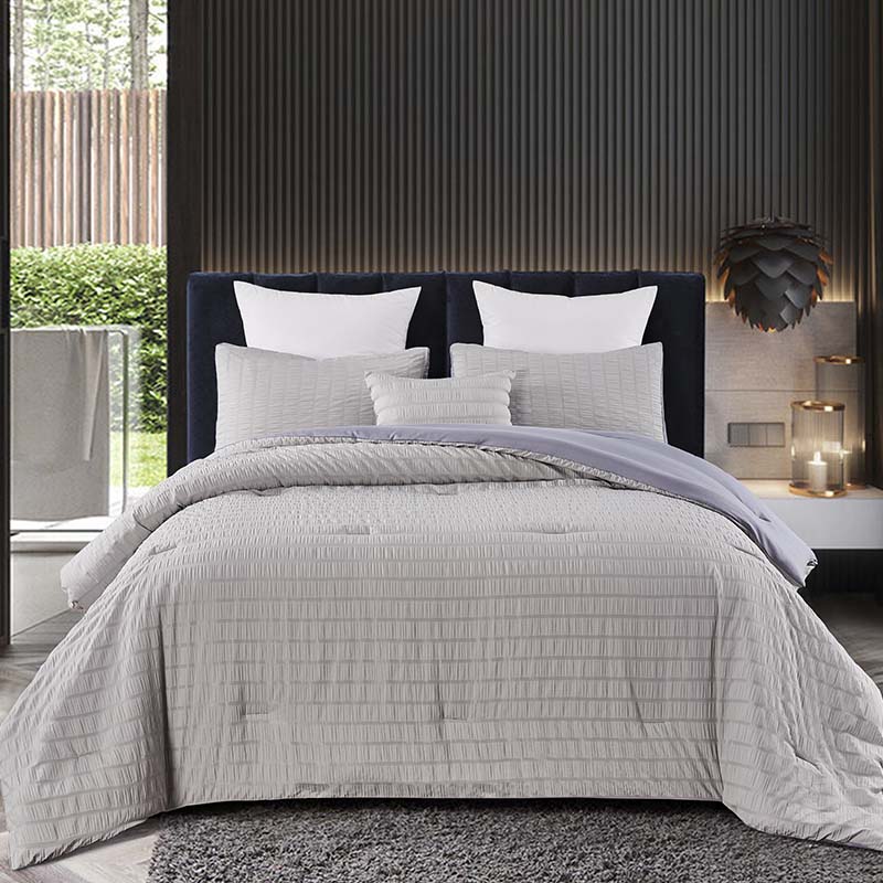 custom  luxury feather printed textured duvet cover bedding seersucker comforter sets