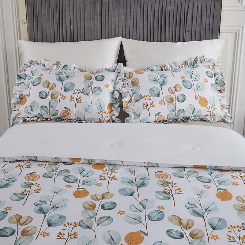 floral duvet cover sets vintage flower printed bedding ultra soft   twin extra long designer bedding set 3 pieces, 1duvet cover & 2pillowcases(ruffle style)
