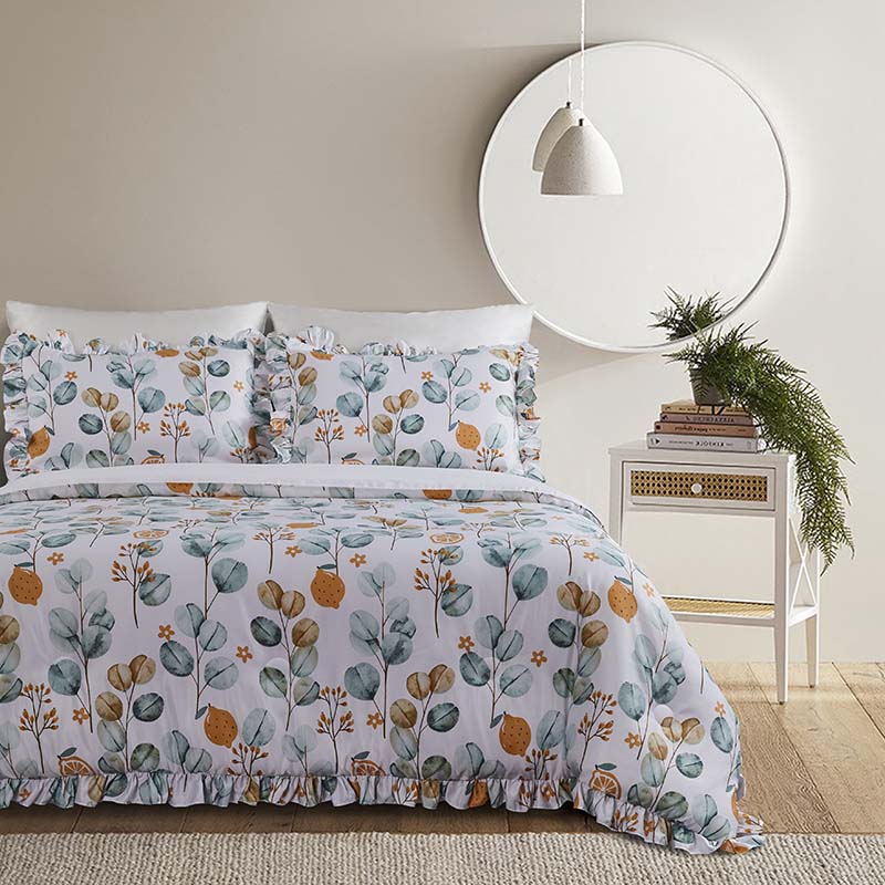 floral duvet cover sets vintage flower printed bedding ultra soft   twin extra long designer bedding set 3 pieces, 1duvet cover & 2pillowcases(ruffle style)