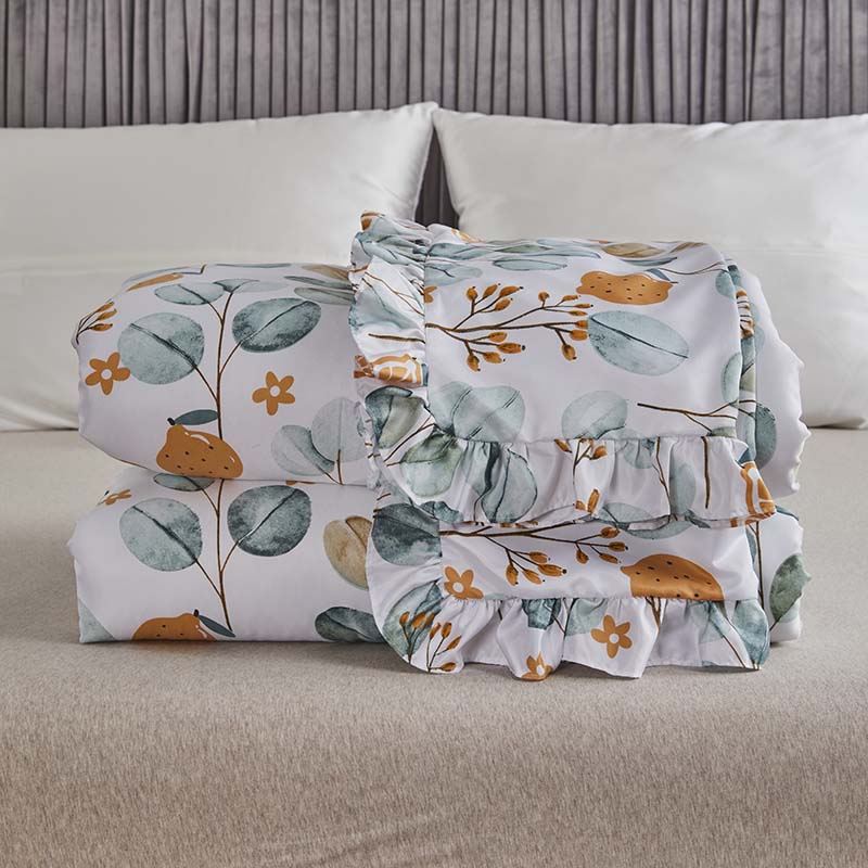 floral duvet cover sets vintage flower printed bedding ultra soft   twin extra long designer bedding set 3 pieces, 1duvet cover & 2pillowcases(ruffle style)