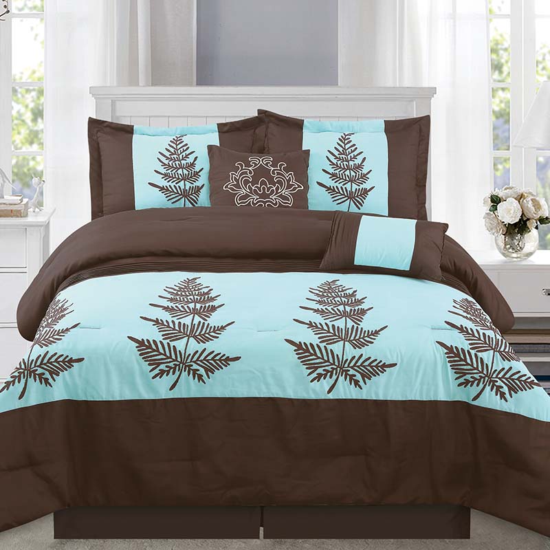 Hot Sale Applique Embroidered Luxury  6 Pcs Comforter Set Queen Size Bedding