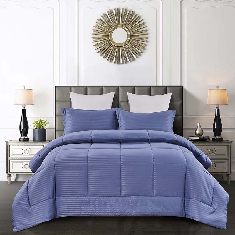 Navy colour and Satin stripe wholesale comforter sets luxury bedding set