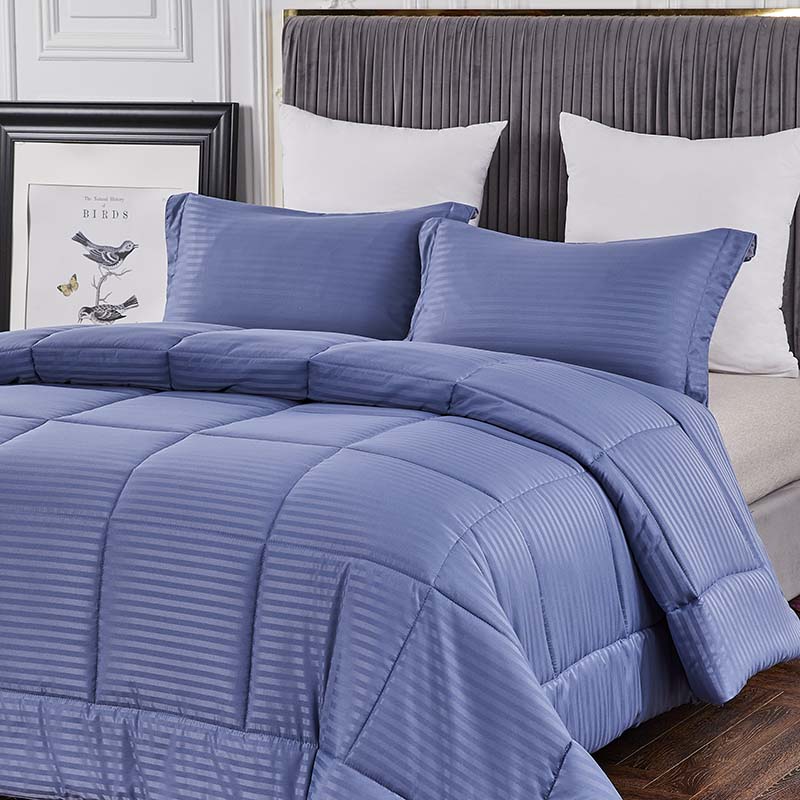 Navy colour and Satin stripe wholesale comforter sets luxury bedding set