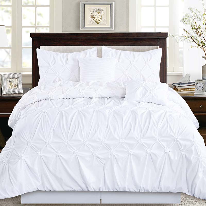 Wholesale luxury 7pc yarn dyed elastic embroidery comforter set hot sale bedding set
