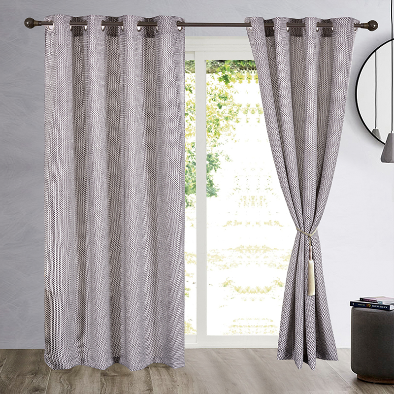 Polyester/Cotton Blend Fabric Shower Curtain Waffle Weave Rustproof Metal Grommets Bathroom Showers