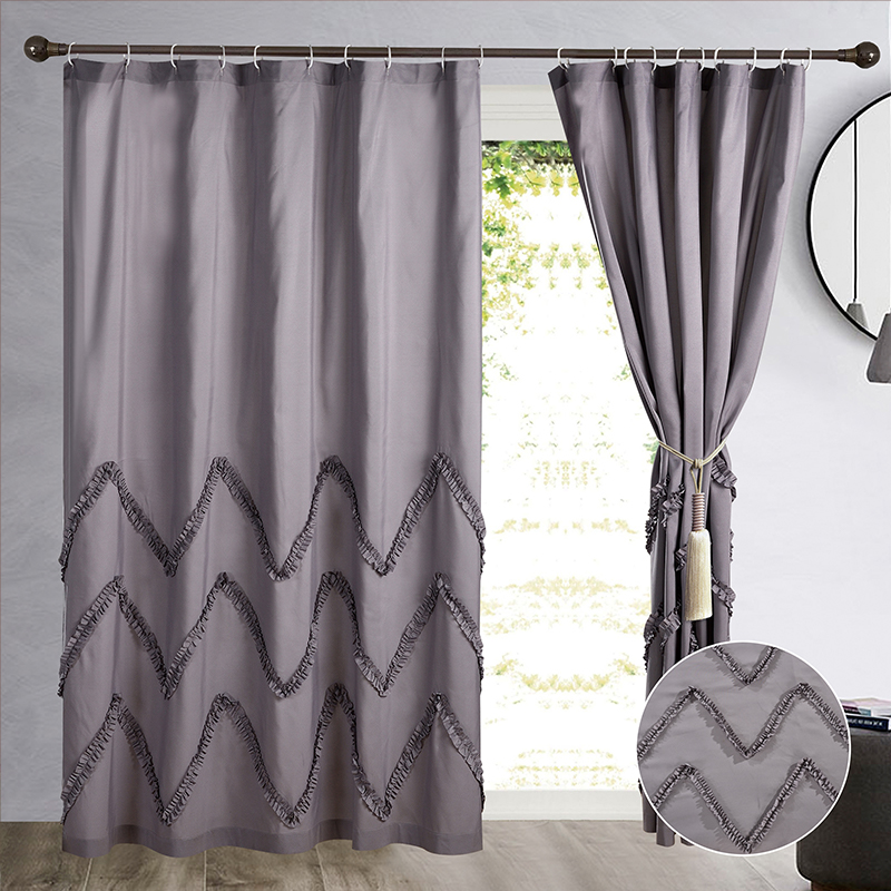 Hotel home luxury bathroom modern multilayer ruffled  shower curtain