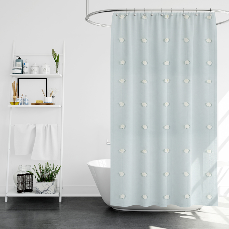 Boho Tufted Shower Curtain Set