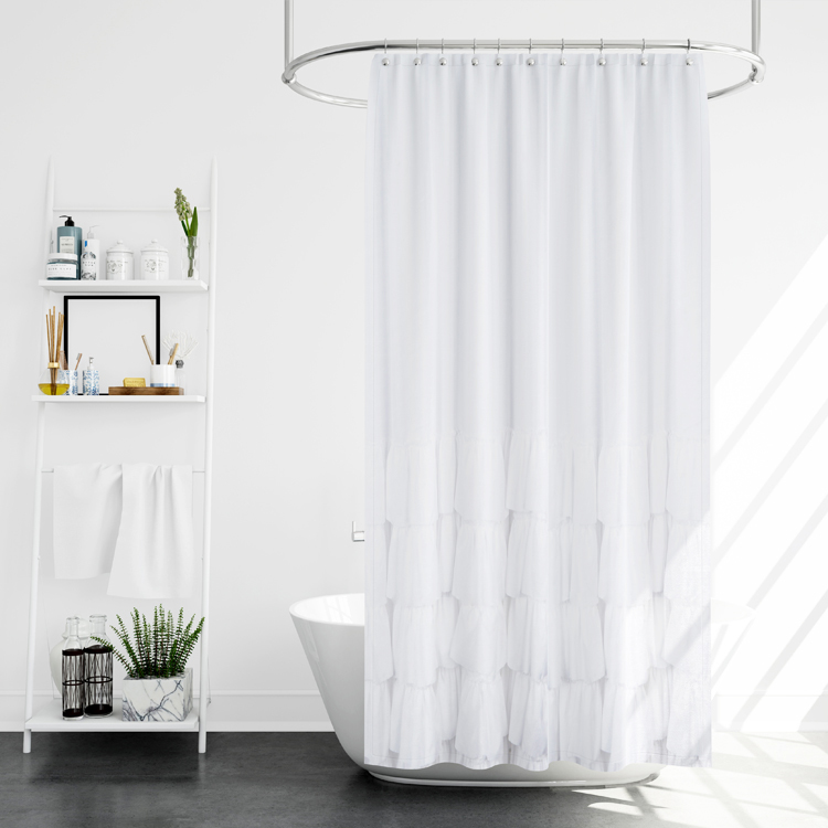 100% Polyester Ruffled Style Waterproof Polyester Shower Curtain,Lush Decor Shower Curtain