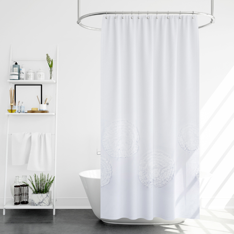 Best Sailing Big Flower Pleat Shower Curtain