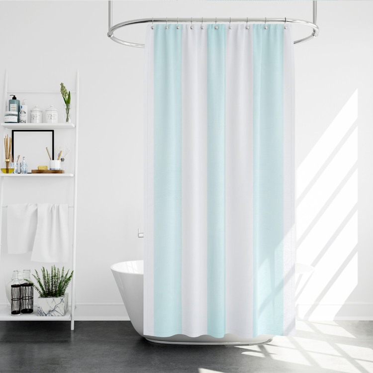 Printing Waffle Weave Fabric White Shower Curtain