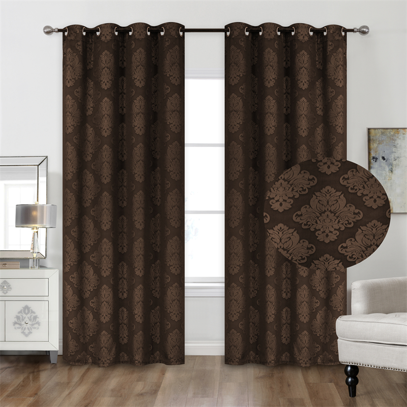 Solid 3D Embossed Blackout Window Curtain For Living Room Bed Room
