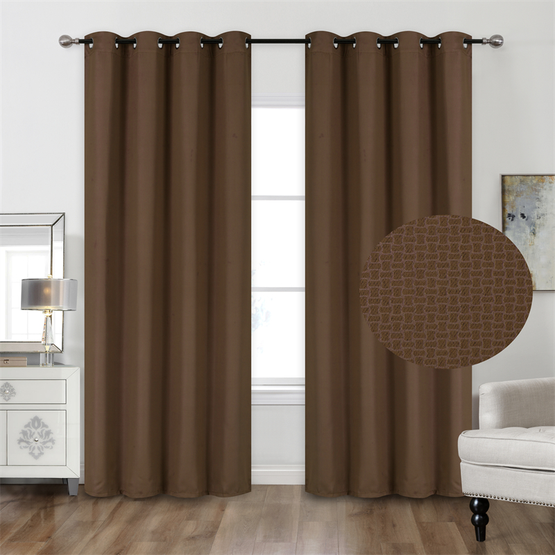 Solid 3D Embossed Blackout Window Curtain For Living Room Bed Room