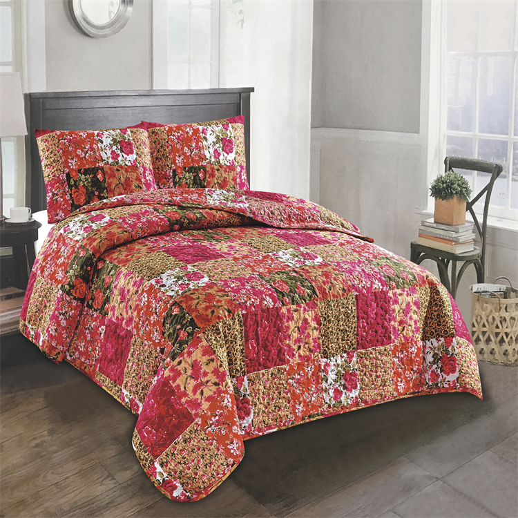 100% Polyester Embroidery Microfiber Bedspread Fitted Quilted Bedspreads