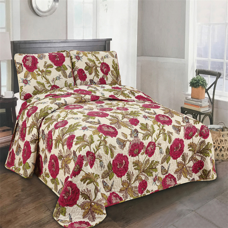 100% Polyester Embroidery Microfiber Bedspread Fitted Quilted Bedspreads