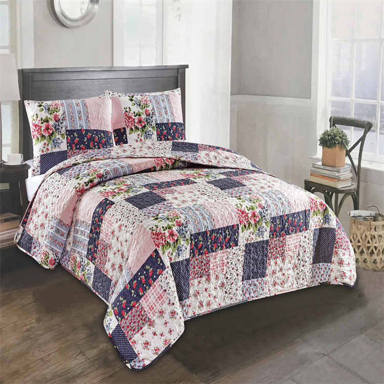 100% Polyester Embroidery Microfiber Bedspread Fitted Quilted Bedspreads