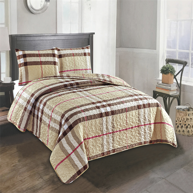 Hot Selling High-end High-density Color Thread Embroidered Quilted Quilt Three Piece Set