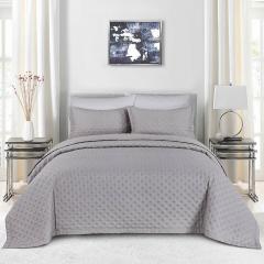 3pc Ultrasonic Embossed Solid Microfiber  Quilt Sets